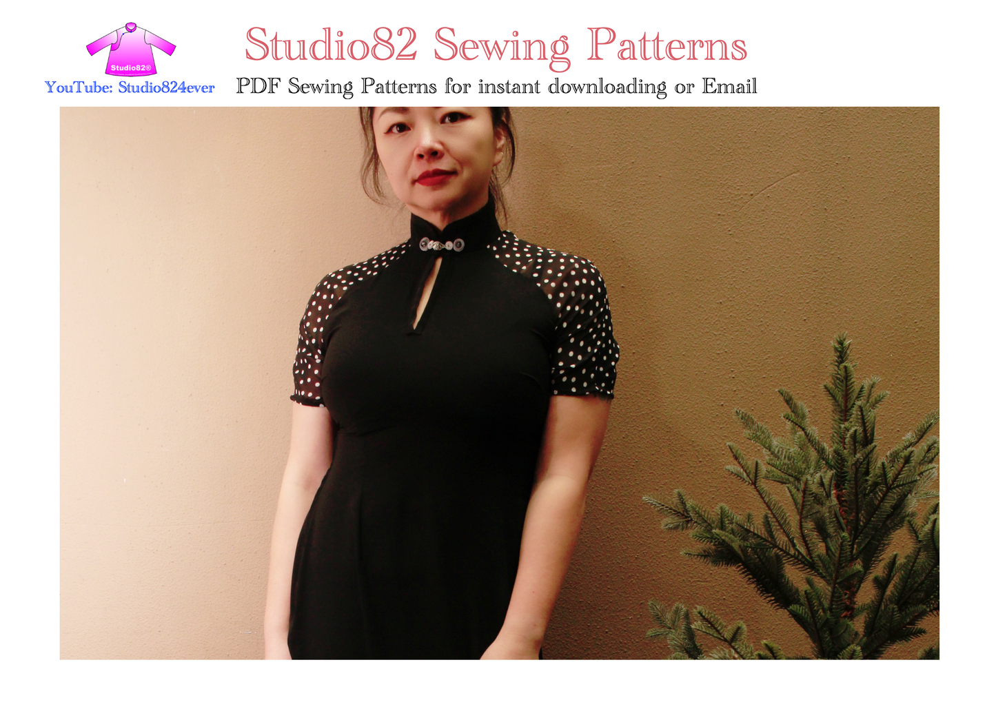 Authentic Morden Raglan Sleeves Cheongsam Sewing Pattern for instant download