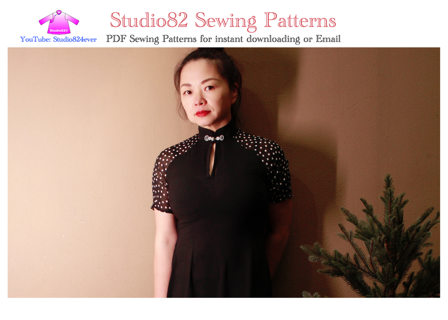 Authentic Morden Raglan Sleeves Cheongsam Sewing Pattern for instant download