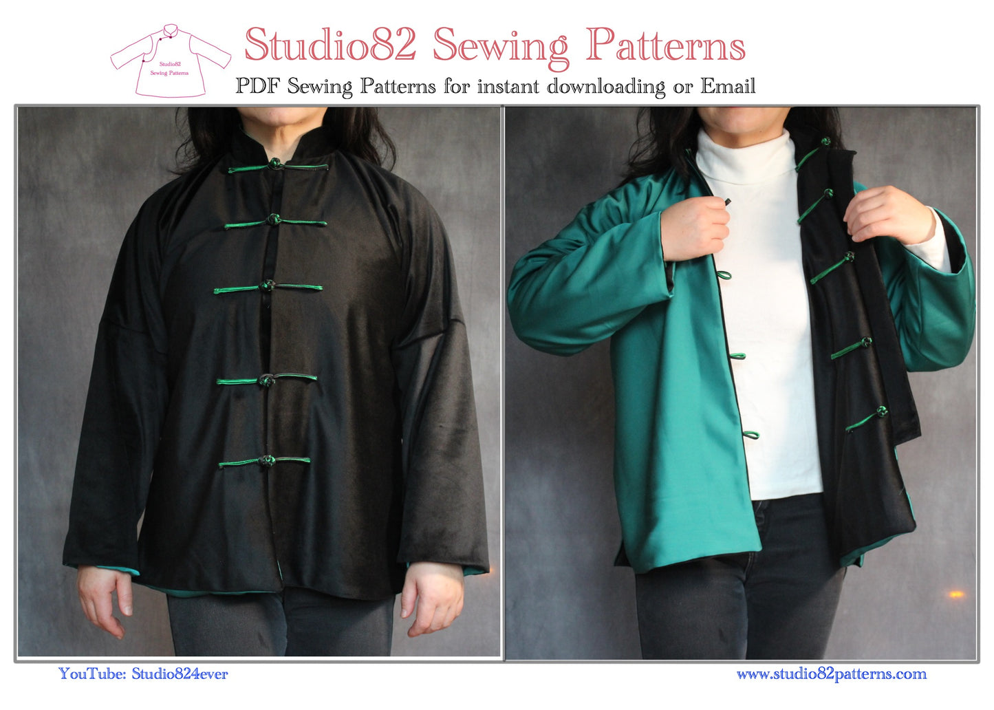 Digital Sewing Pattern of Tangzhuang Jacket/ Tang Suit/ Chinese Jacket for Women