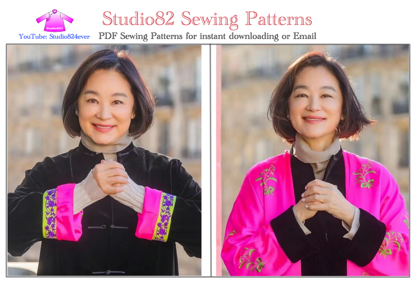 Digital Sewing Pattern of Tangzhuang Jacket/ Tang Suit/ Chinese Jacket for Women