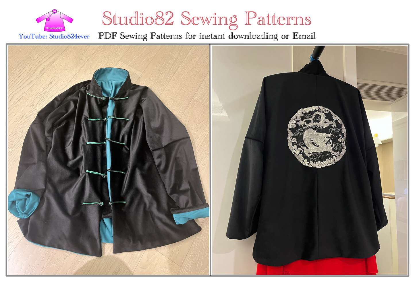 Digital Sewing Pattern of Tangzhuang Jacket/ Tang Suit/ Chinese Jacket for Women