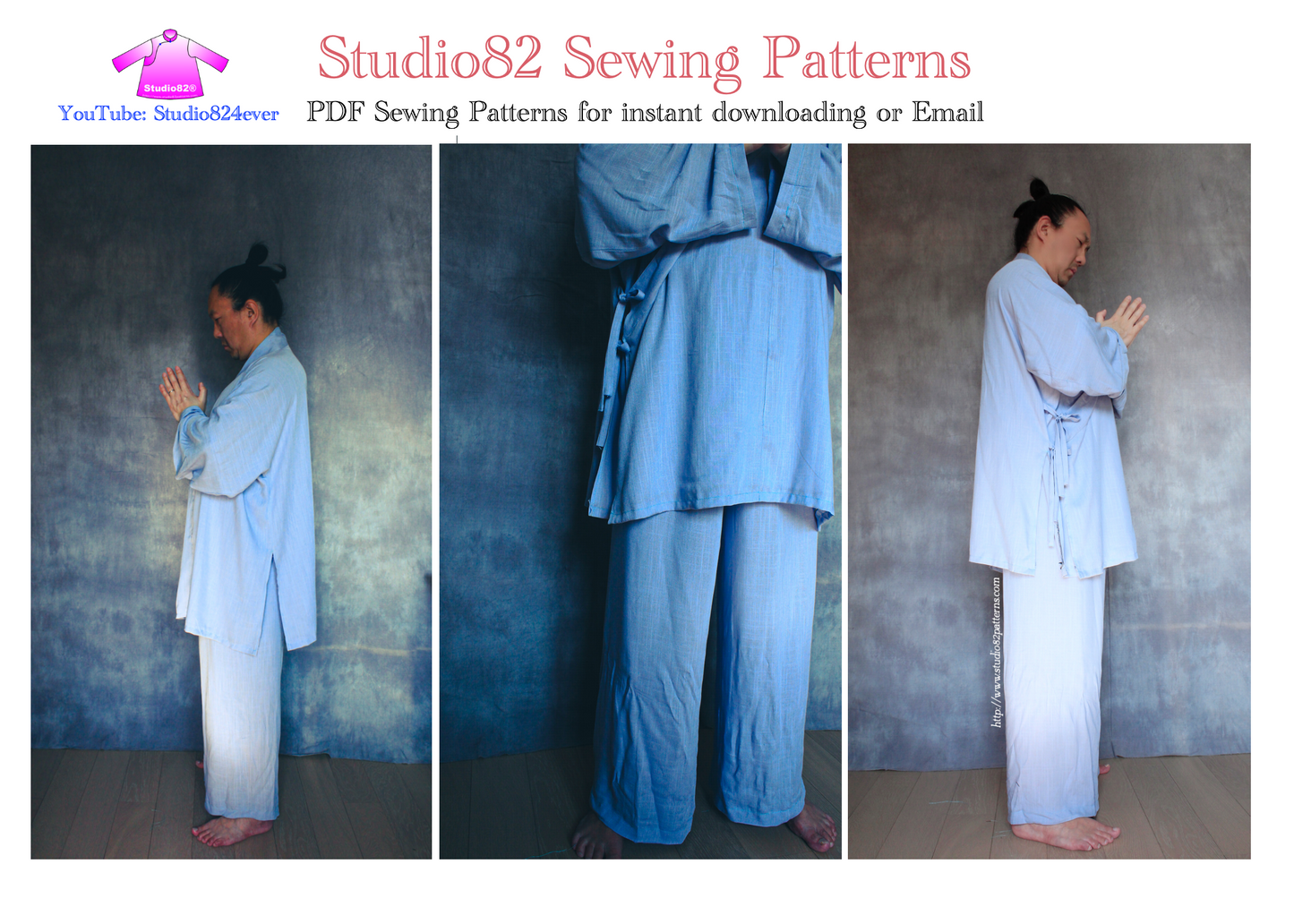 Shaolin Temple Warrior Monk Robe Digital Sewing Pattern / Kung Fu Robe PDF Sewing Pattern
