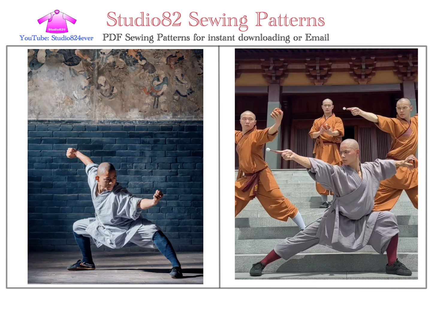 Shaolin Temple Warrior Monk Robe Digital Sewing Pattern / Kung Fu Robe PDF Sewing Pattern