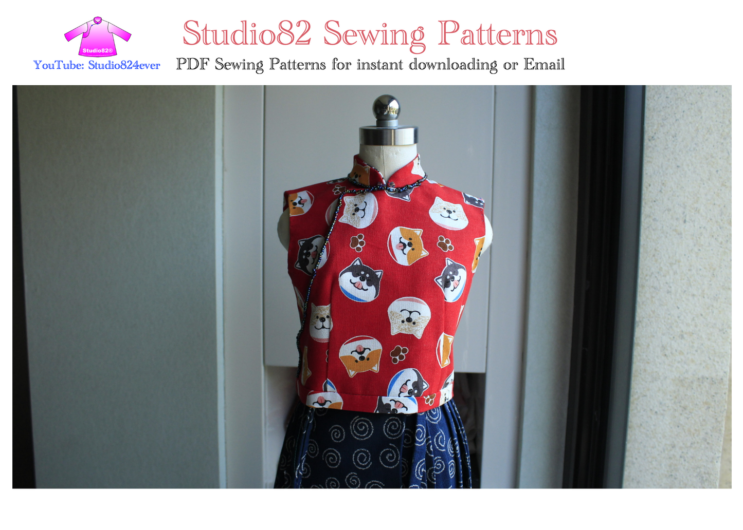 Digital Sewing Pattern of Oriental Charm Cheongsam Crop Top