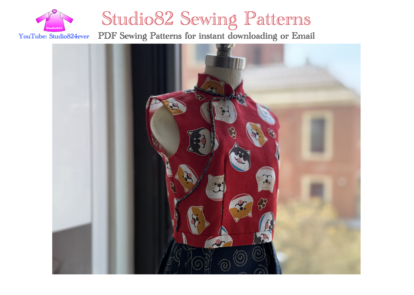 Digital Sewing Pattern of Oriental Charm Cheongsam Crop Top