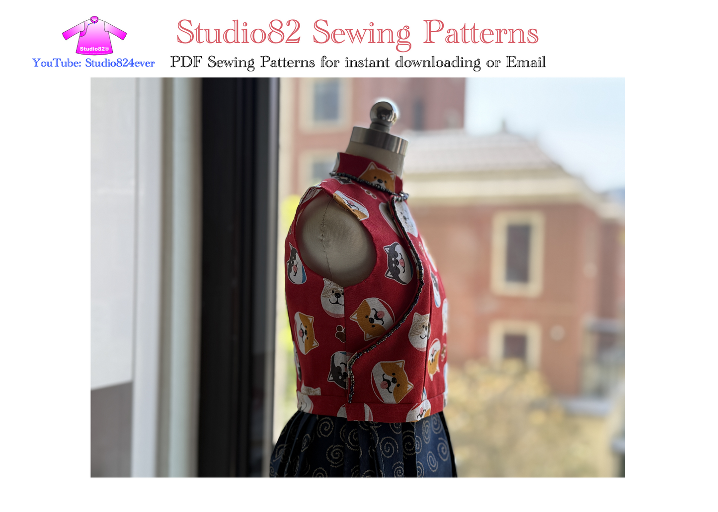Digital Sewing Pattern of Oriental Charm Cheongsam Crop Top