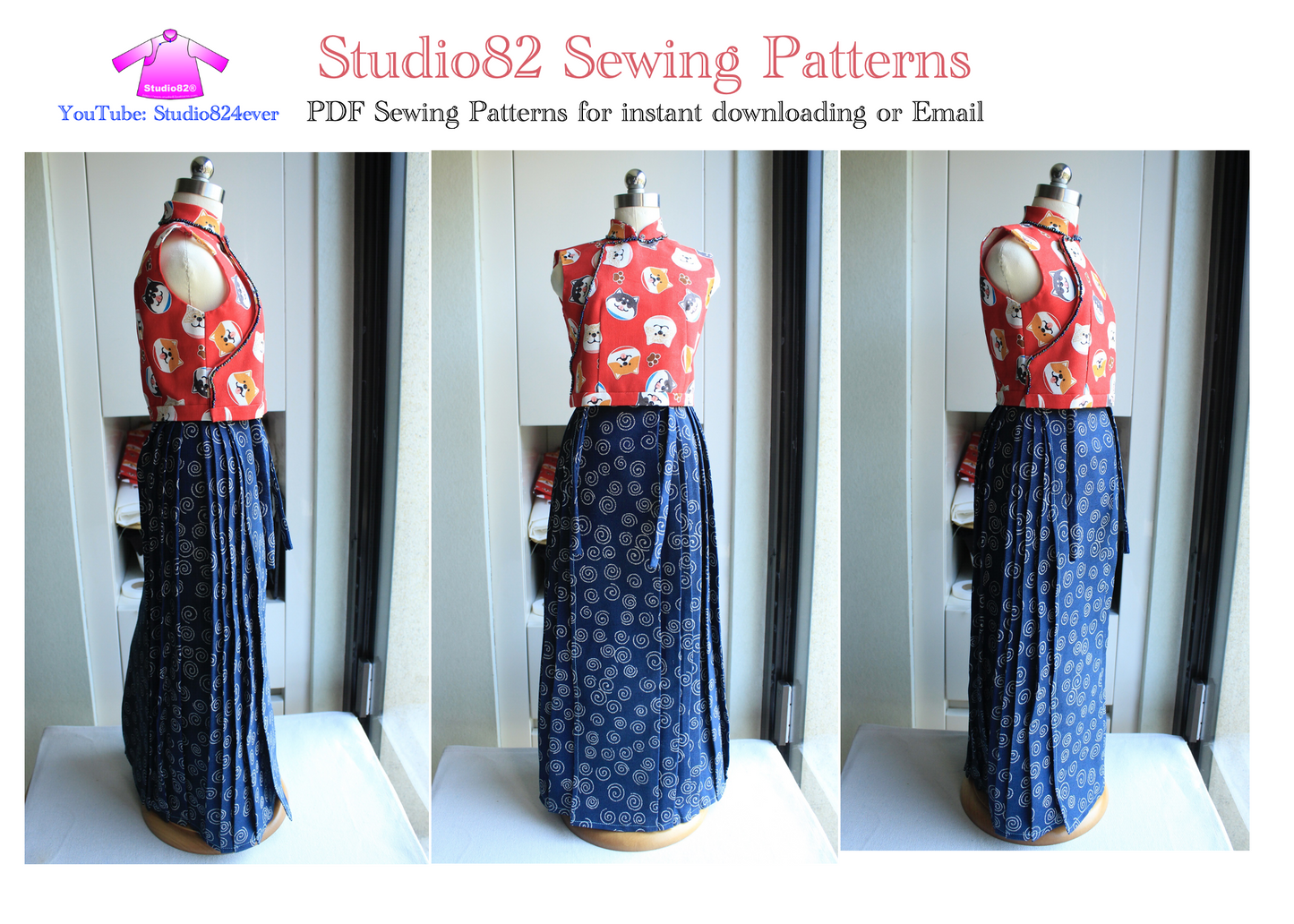 Digital Sewing Pattern of Oriental Charm Cheongsam Crop Top