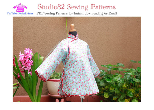 Traditional Chinese Side-slit Qipao (Cheongsam) Top (One-piece Continuous Cut)&nbsp;