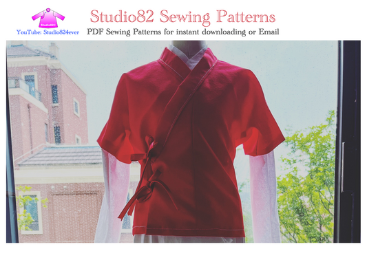 PDF Sewing Pattern of Half Sleeve Coat with Cross Collar