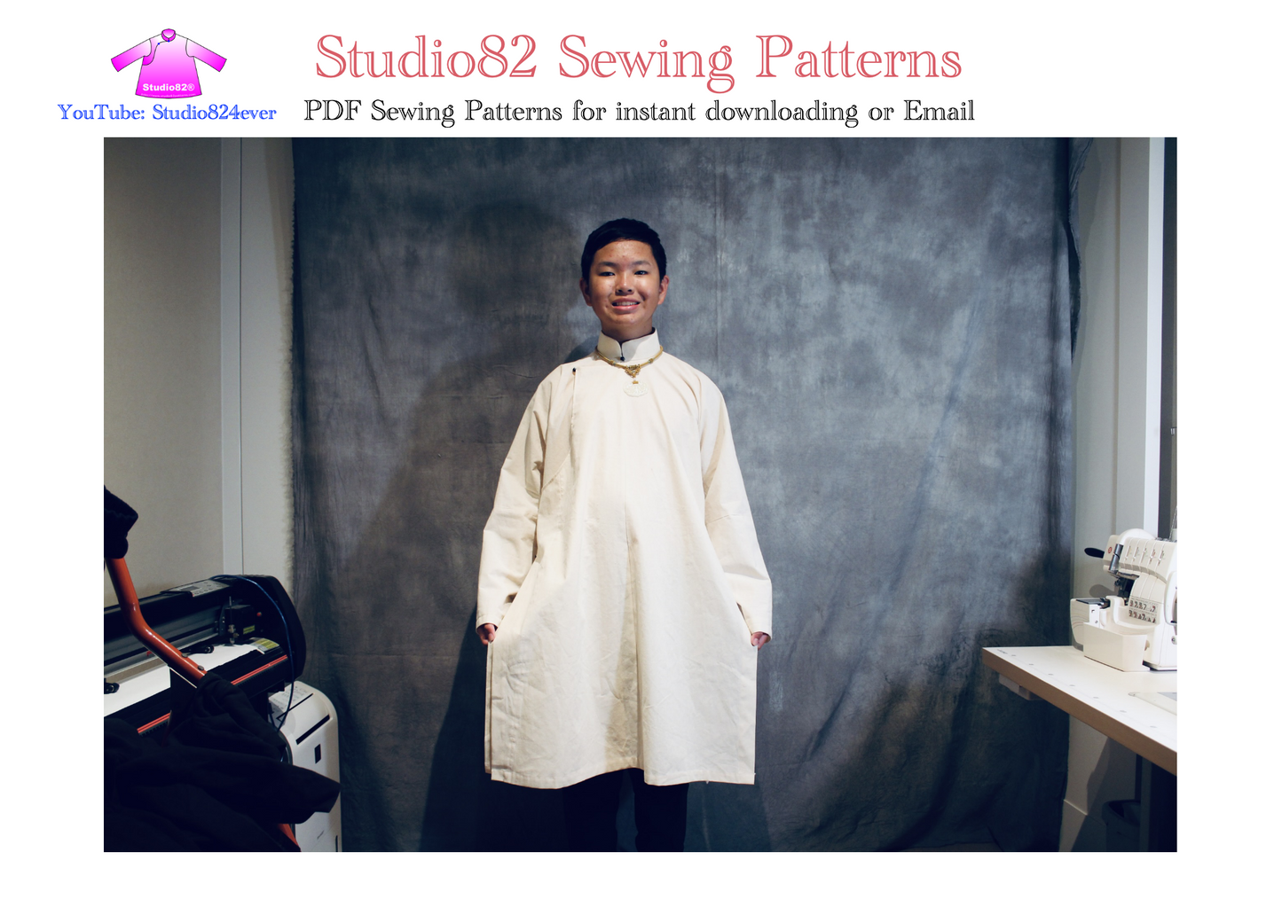 Digital Sewing Pattern: Men's Áo Ngũ Thân (Five-Panel Robe)