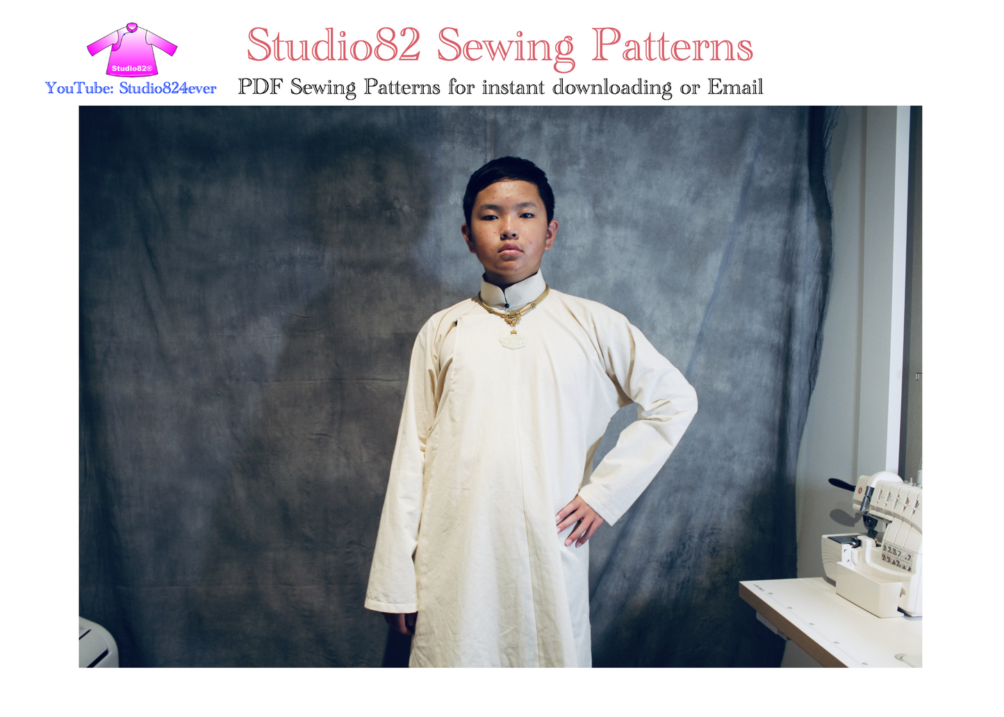 Digital Sewing Pattern: Men's Áo Ngũ Thân (Five-Panel Robe)