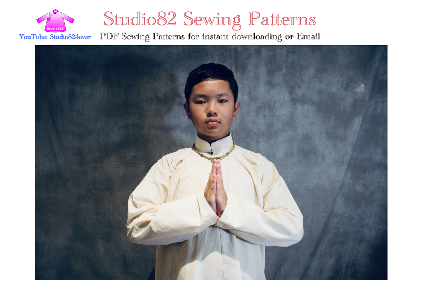 Digital Sewing Pattern: Men's Áo Ngũ Thân (Five-Panel Robe)