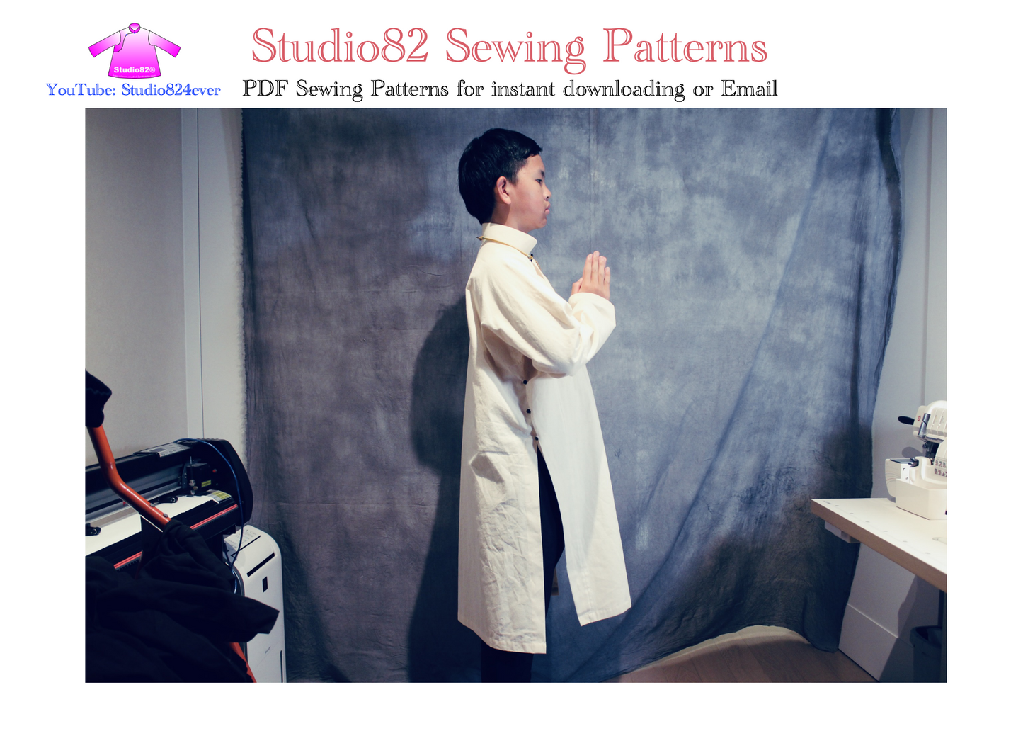 Digital Sewing Pattern: Men's Áo Ngũ Thân (Five-Panel Robe)
